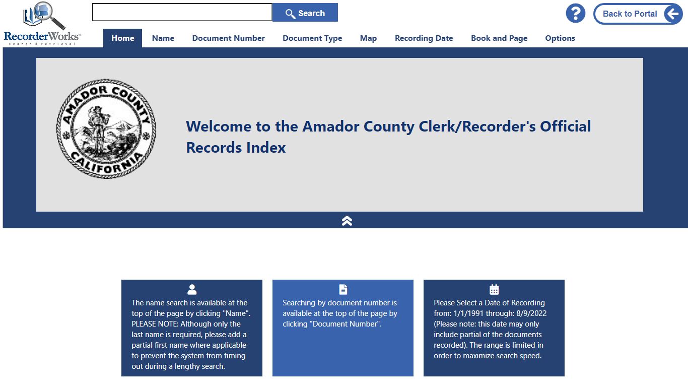 Recorded Document Search | Amador County